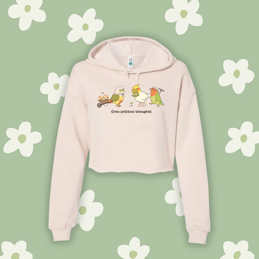 Grow Positive Thoughts | Spring Birbs Cropped Hoodie